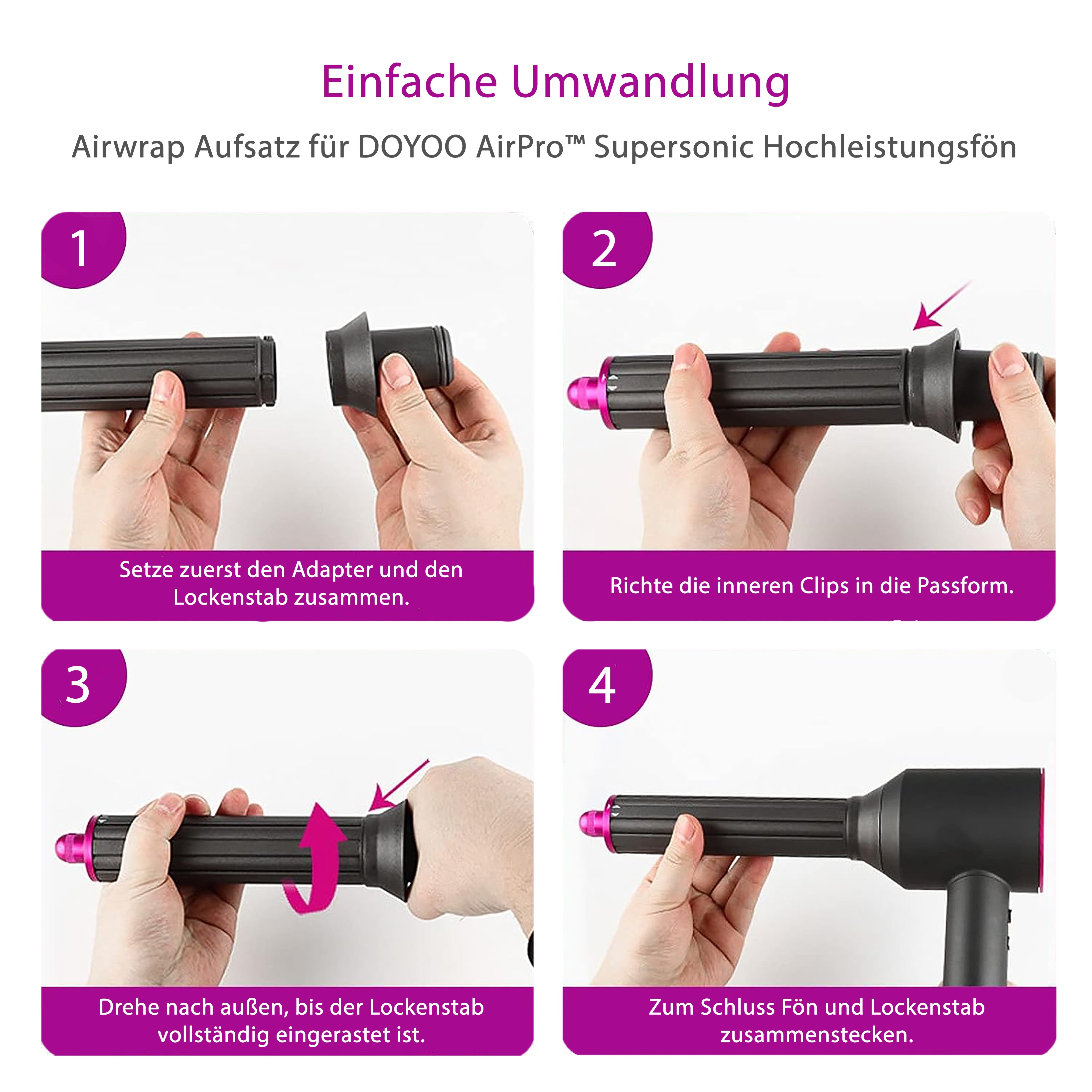 AirWrap Lockenaufsatz für Doyoo AirPro – Schritt-für-Schritt Anleitung