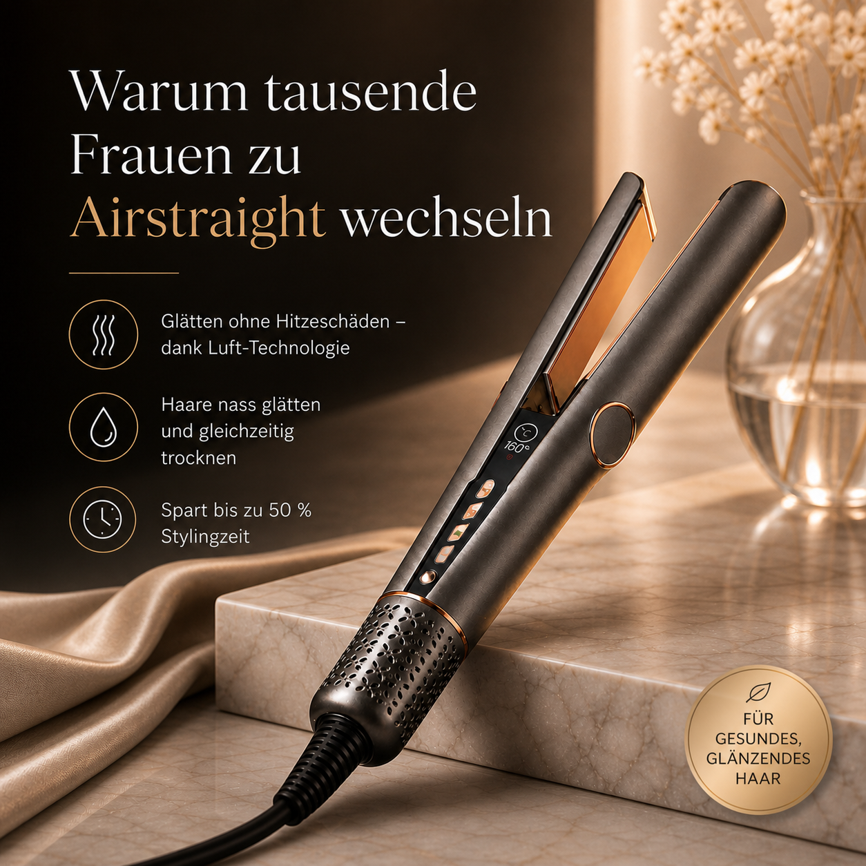 Doyoo Airstraight Haarglätter mit Luft-Technologie