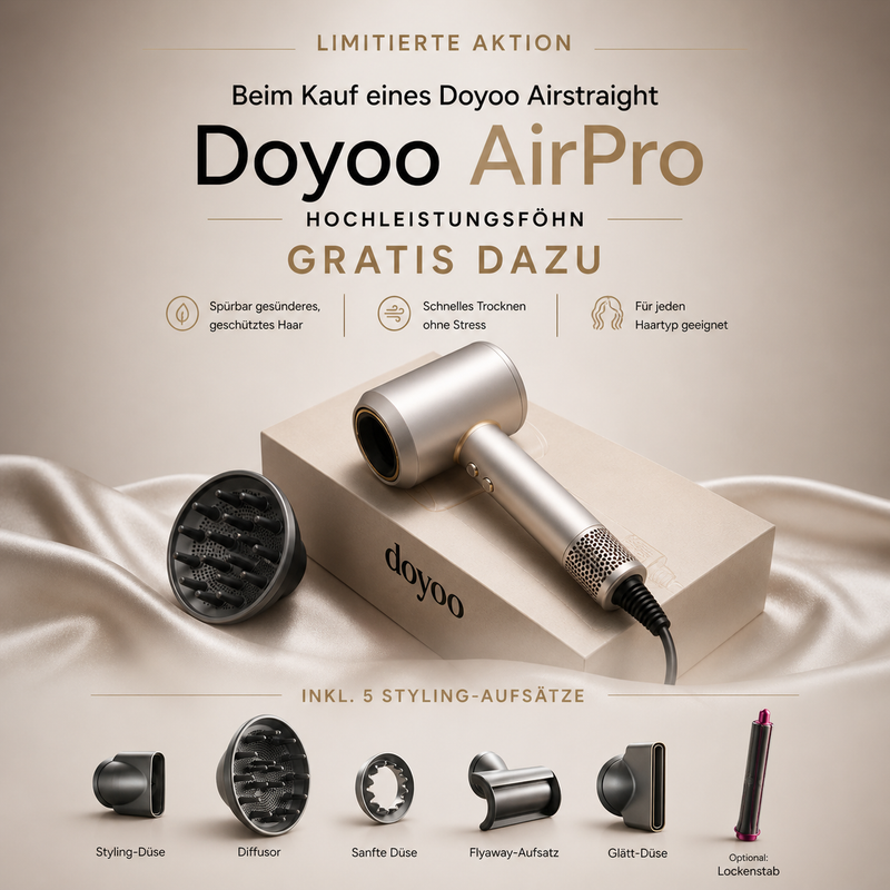 Doyoo Airstraight Haarglätter mit Luft-Technologie (Bundle-Angebot)